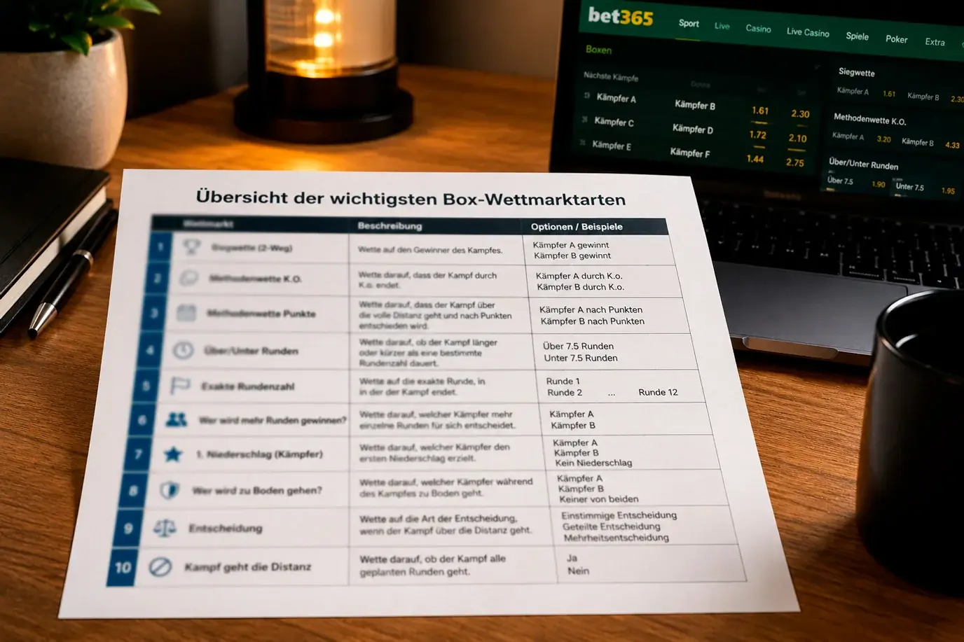 Bet365 Boxen Wettmärkte Siegwette Methodenwette und Rundenwette im Überblick