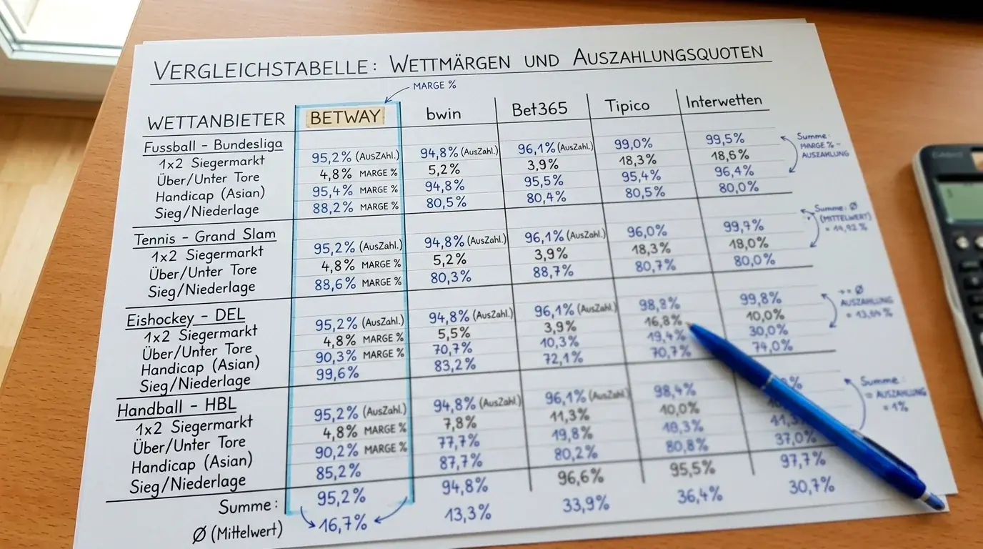 Betway Boxen Quotenvergleich Auszahlungsquote und Buchmachermarge im Marktvergleich