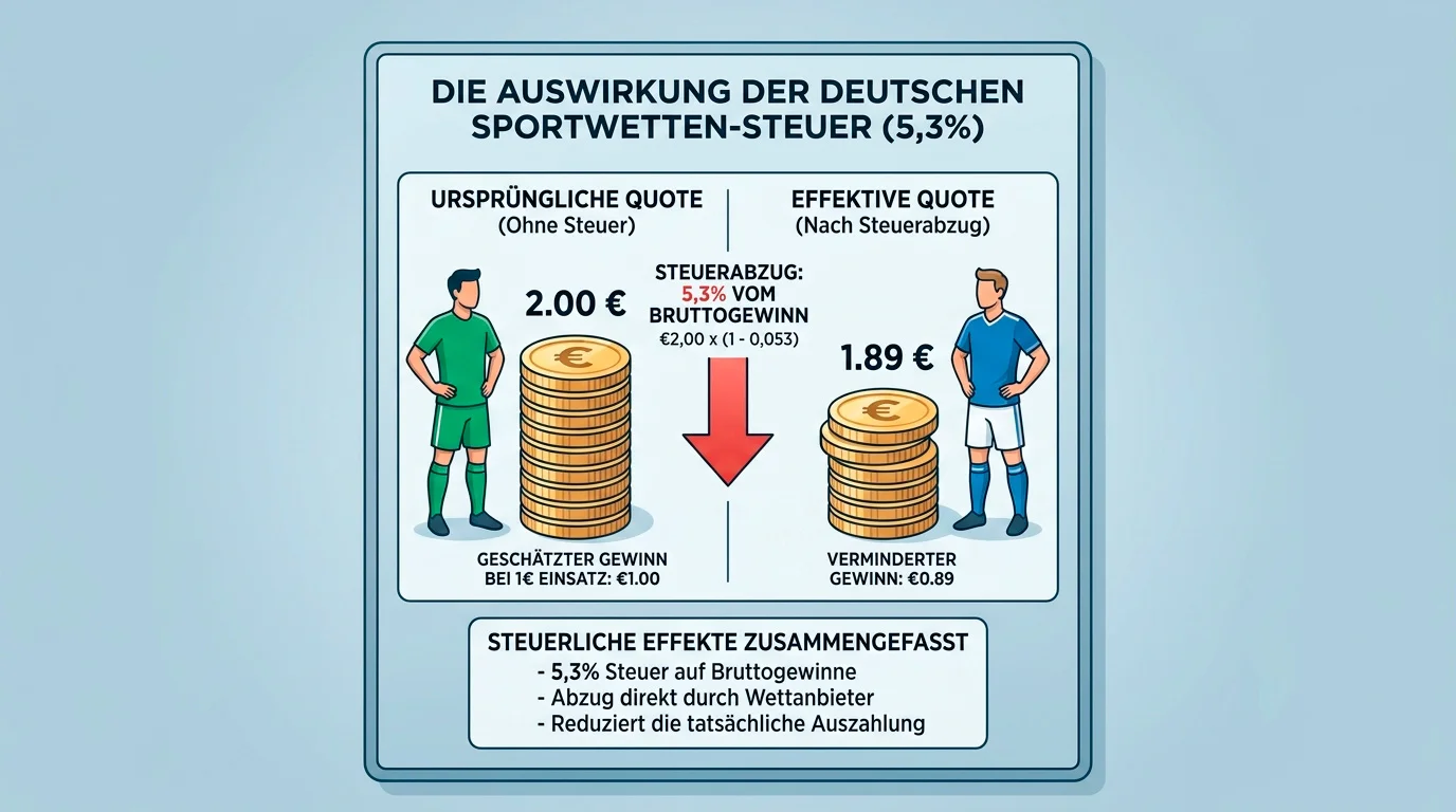 Sportwettensteuer 5,3 Prozent Auswirkung auf Boxquoten: Effektive Quote nach Steuerabzug berechnen
