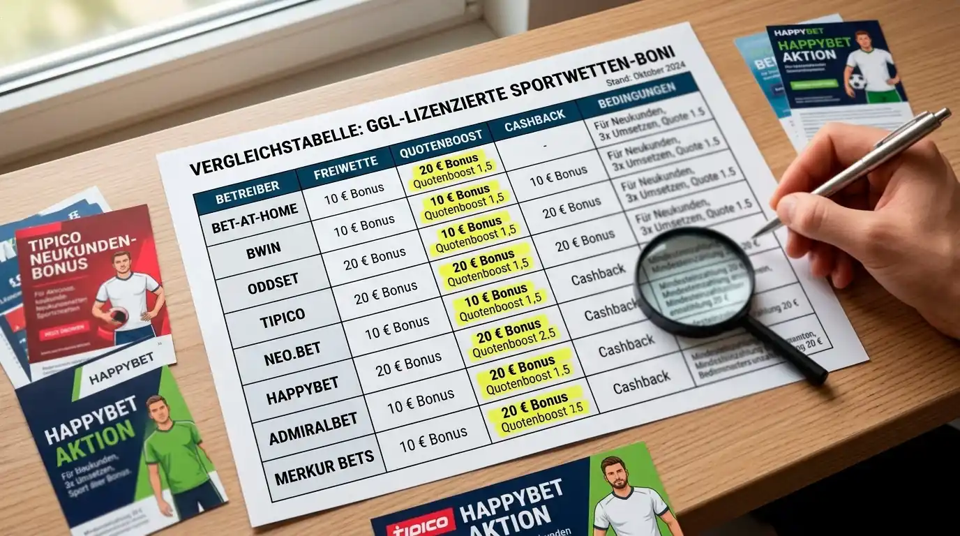 Vergleich der Bonus-Angebote von GGL-lizenzierten Sportwetten-Anbietern für Boxkämpfe und Boxen Wetten