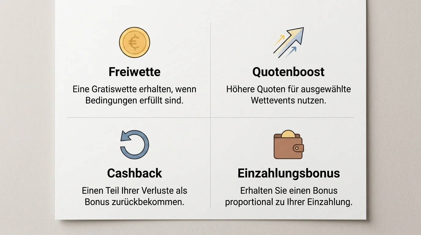 Bonusarten für Boxwetten im Überblick: Freiwette, Quotenboost, Cashback und Einzahlungsbonus für Boxkämpfe erklärt