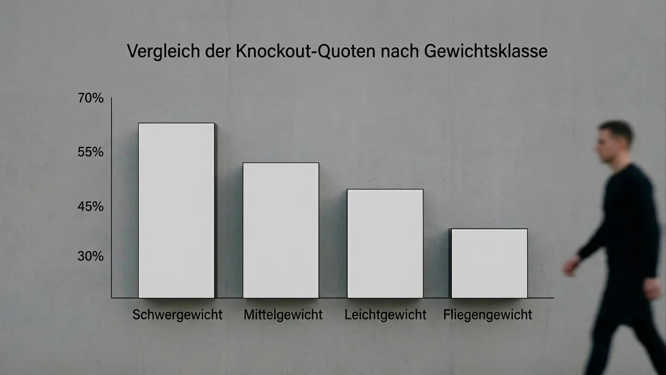 Vergleich K.O.-Raten nach Gewichtsklassen beim Boxen: Schwergewicht, Mittelgewicht und Leichtgewicht